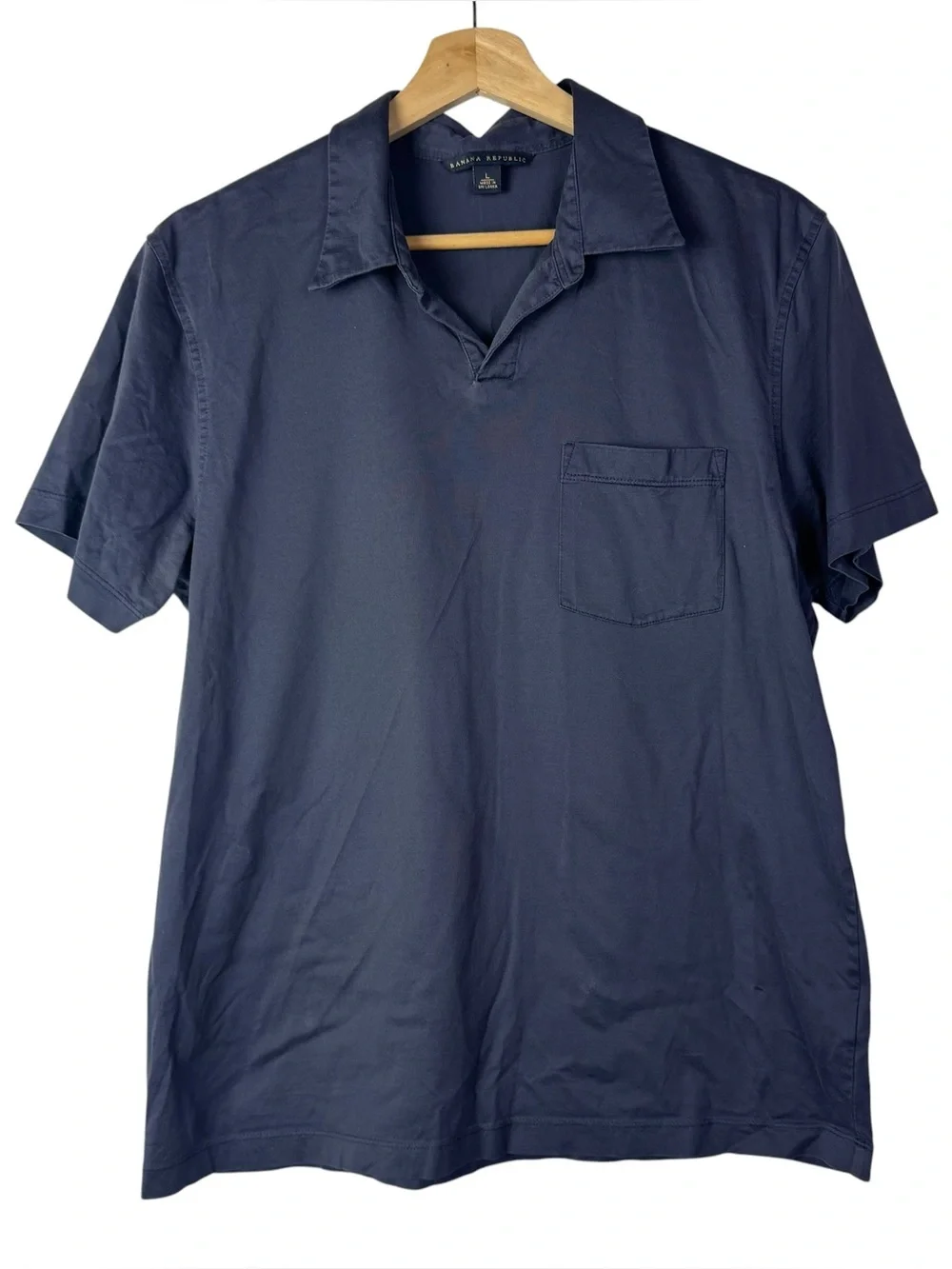 Banana Republic Navy Blue Cotton Short Sleeve Polo L